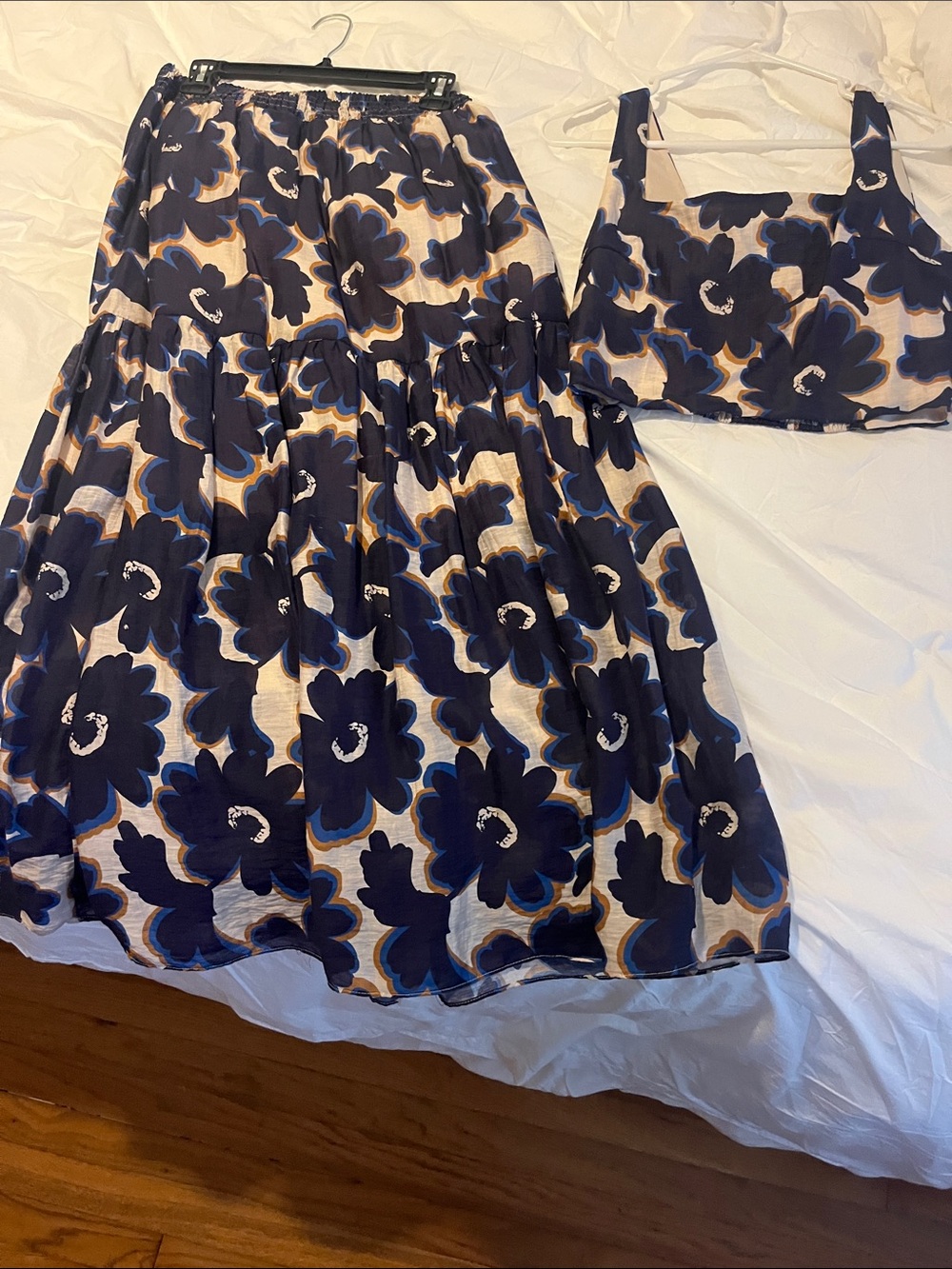 Sage Navy & Cream Floral Midi Dress Set